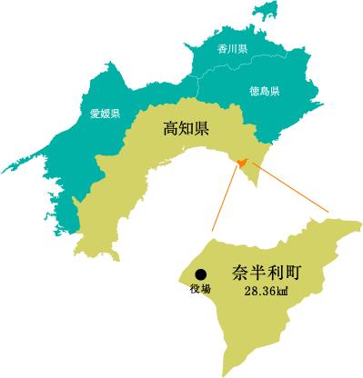 奈半利町の地図